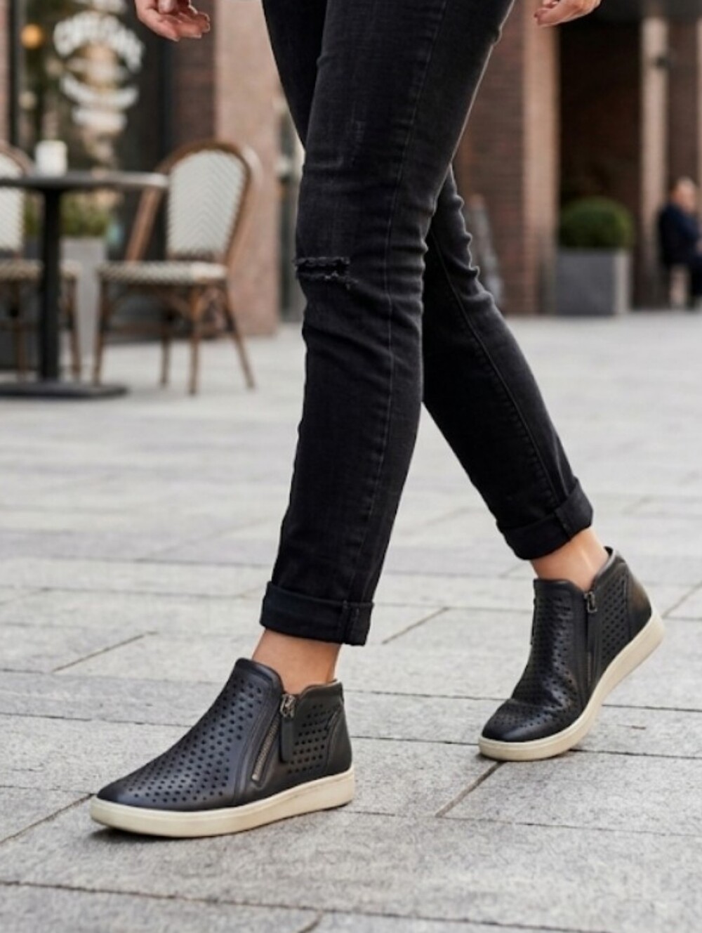 Ecco Soft 7 Laser Cut Hightop Sneaker Bootie Leather